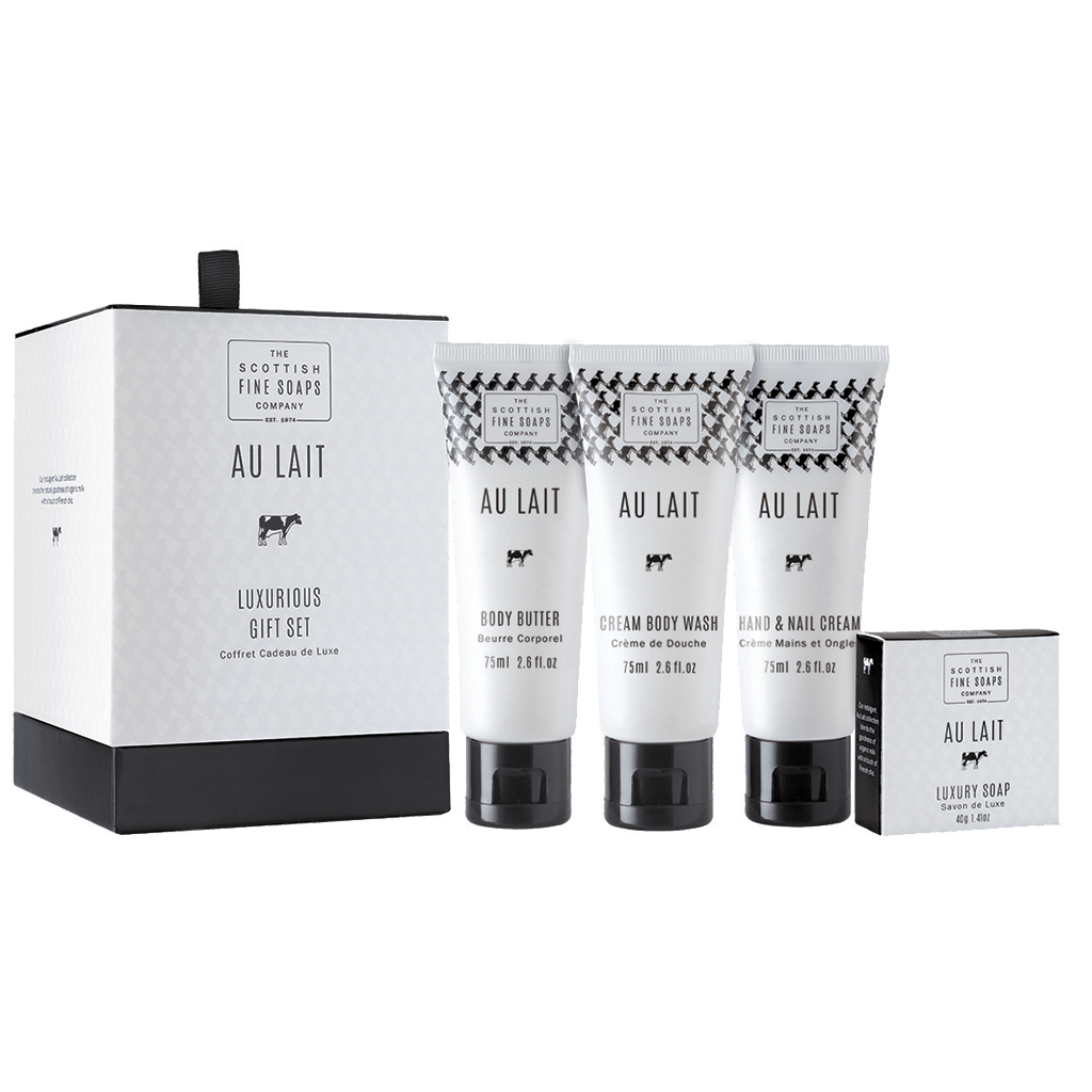 Au Lait Luxurious Gift Set 3x75ml Tubes, 1x40g Soap, Drum by MoodCompanyNL