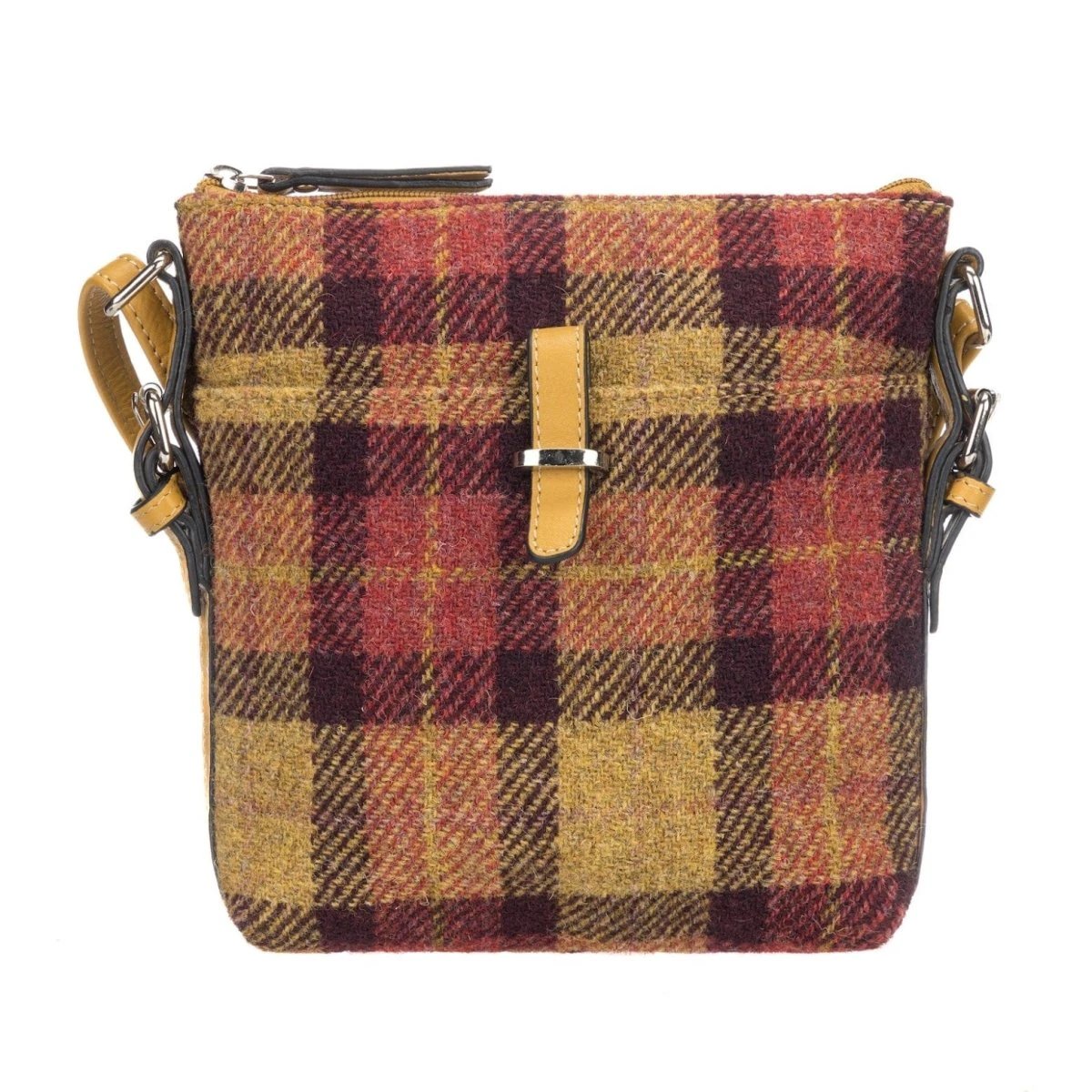 Crossbody Tas Geel/Rood Tartan & Leer | Licht & Slim | Das Impex by MoodCompanyNL