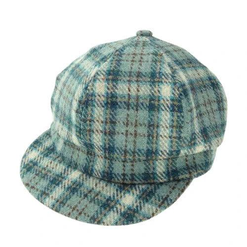 Dames Cap Grijs Licht blauw en creme (Duck egg and Cream) - one size - Harris Tweed - Glen Appin of Scotland by MoodCompanyNL
