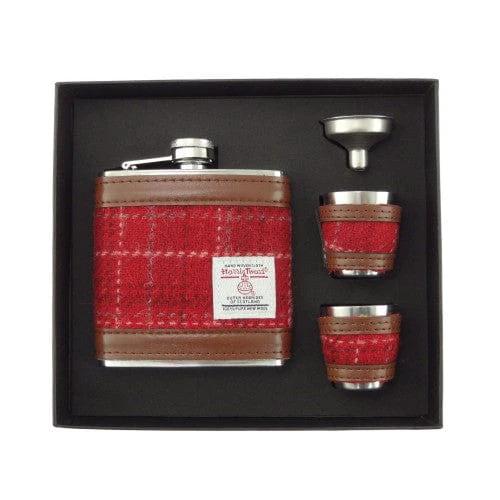 Heupfles Rood Geruit - Luxe Set - Harris Tweed - Glen Appin of Scotland by MoodCompanyNL
