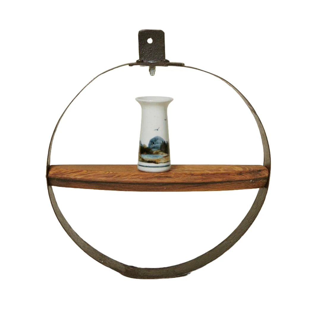 Hoepel met legplank van oude whiskyvaten - 40 cm doorsnede - Handgemaakt - Darach Scotland by MoodCompanyNL