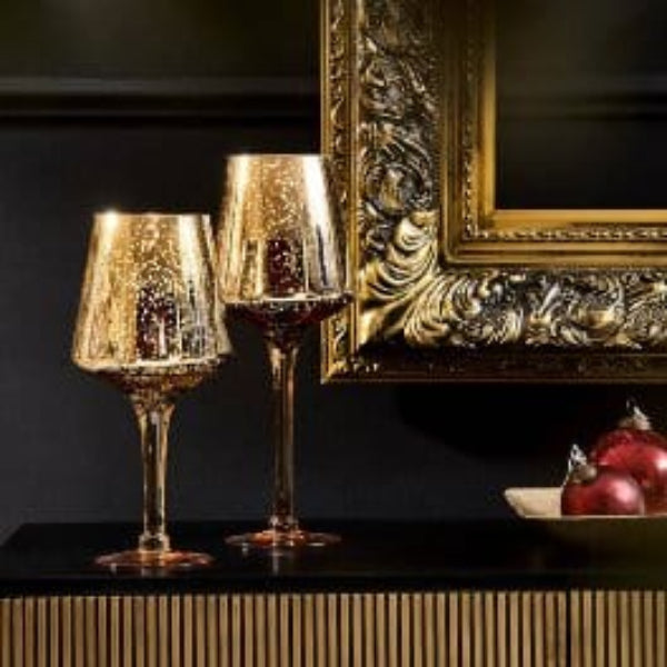 MoodCompanyNL - Kaarsenhouder Queen op Voet - Goud - Glas - 35 cm hoog - Werner Voss - 4030673532467