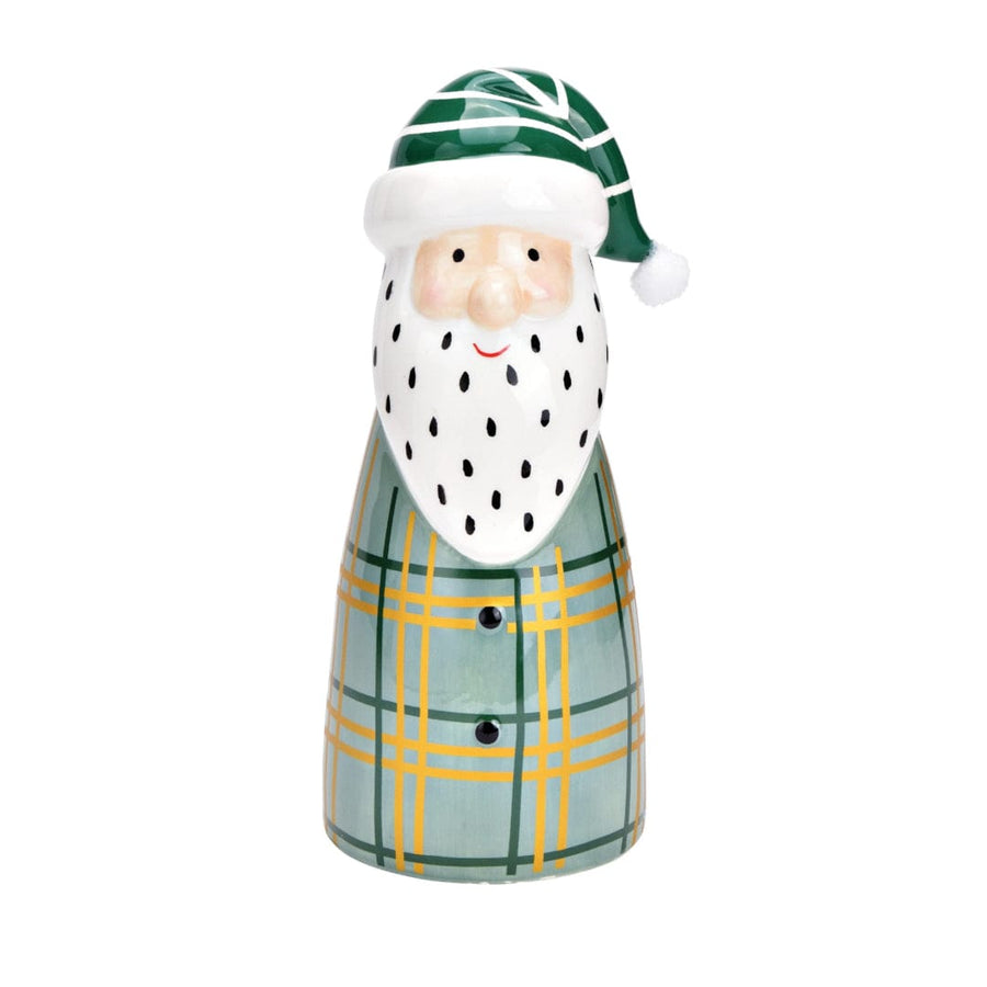 MoodCompanyNL - Keramiek kerstman groen, goud - 22 cm hoog - Wurm - 4007698396008