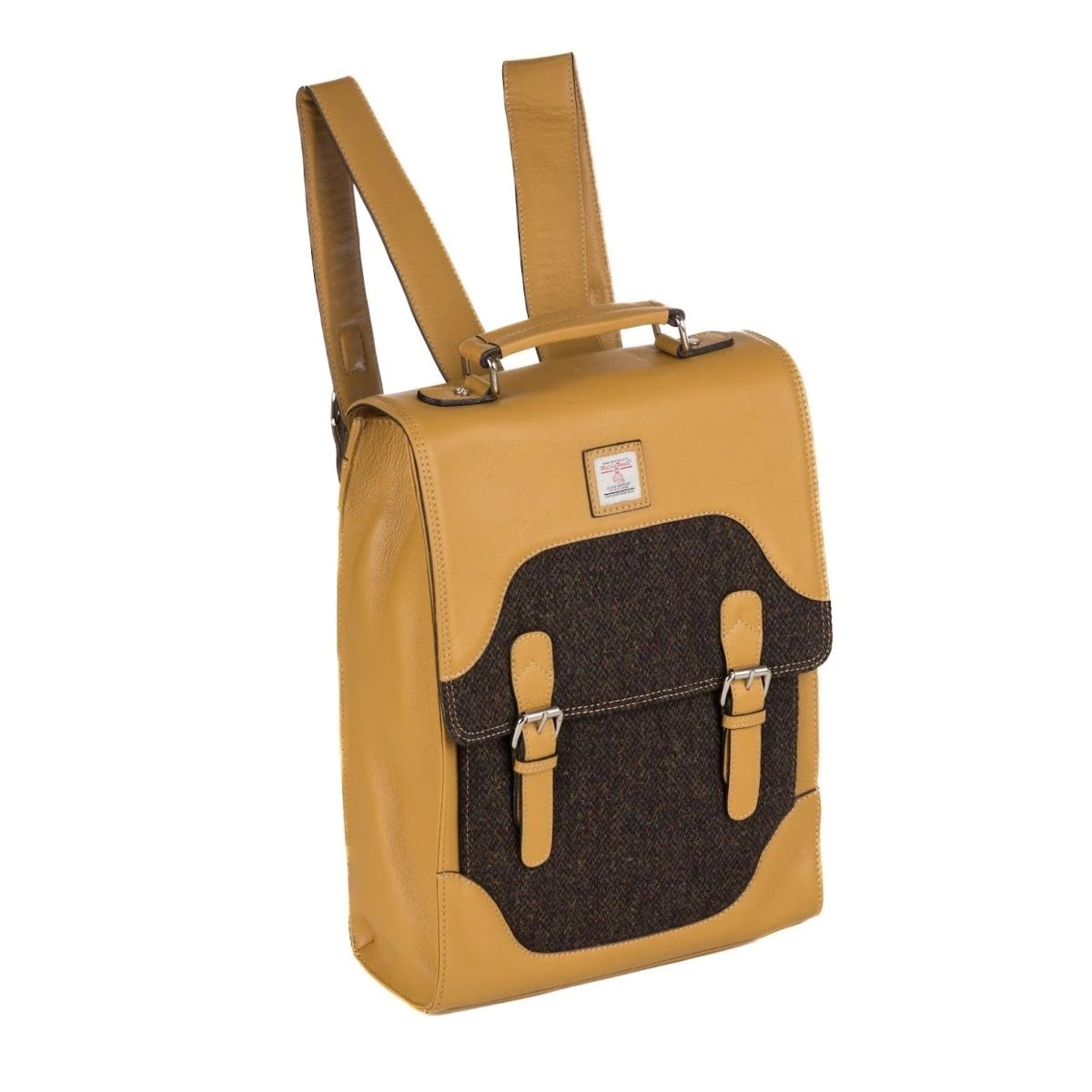 Large Rugzak Tweed & Geel Leer | Laptopvak & Stijl | Das Impex by MoodCompanyNL