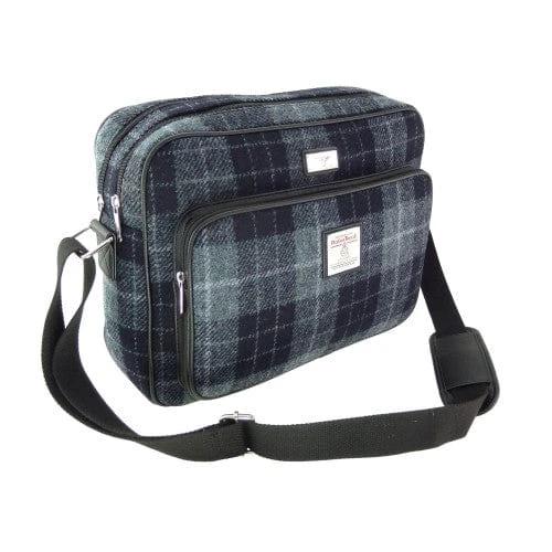 Messengerbag Bowmont Grijs Zwart - 28x40x16 - Harris Tweed - Glen Appin of Scotland by MoodCompanyNL