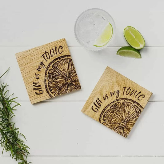 Onderzetters Gin is my Tonic - Schots Eikenhout - Scottish Made by MoodCompanyNL