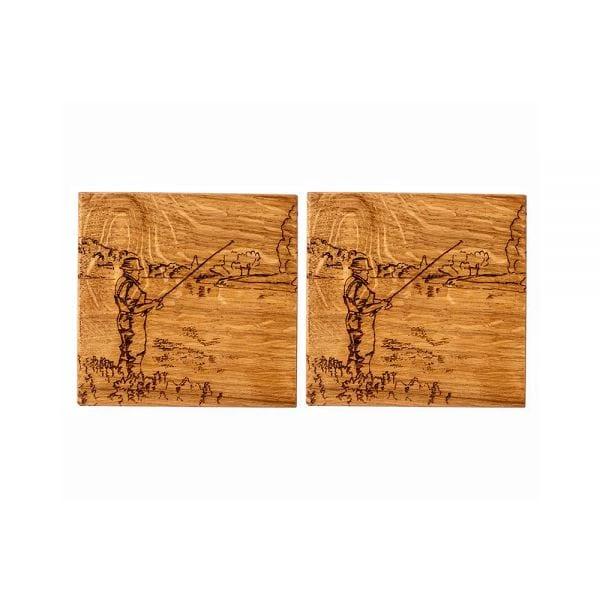 Onderzetters Sport Vissen - Schots Eikenhout - Scottish Made by MoodCompanyNL