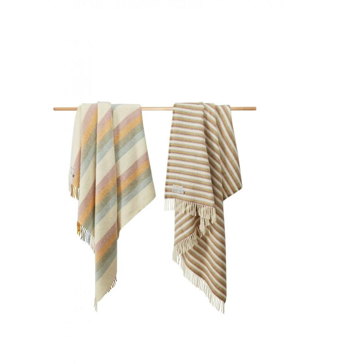 Plaid Gestreept Sleutelbloem (Primrose) - 150x183 - Nieuw Wol - Tweedmill UK by MoodCompanyNL