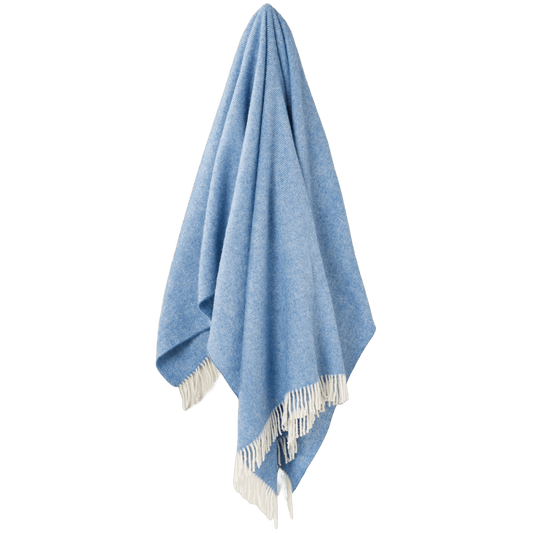 MoodCompanyNL - Plaid Visgraat Lichtblauw (Peacock) - Shetland Lamswol - 140x185 - Bronte by Moon Scotland - 6095633055057