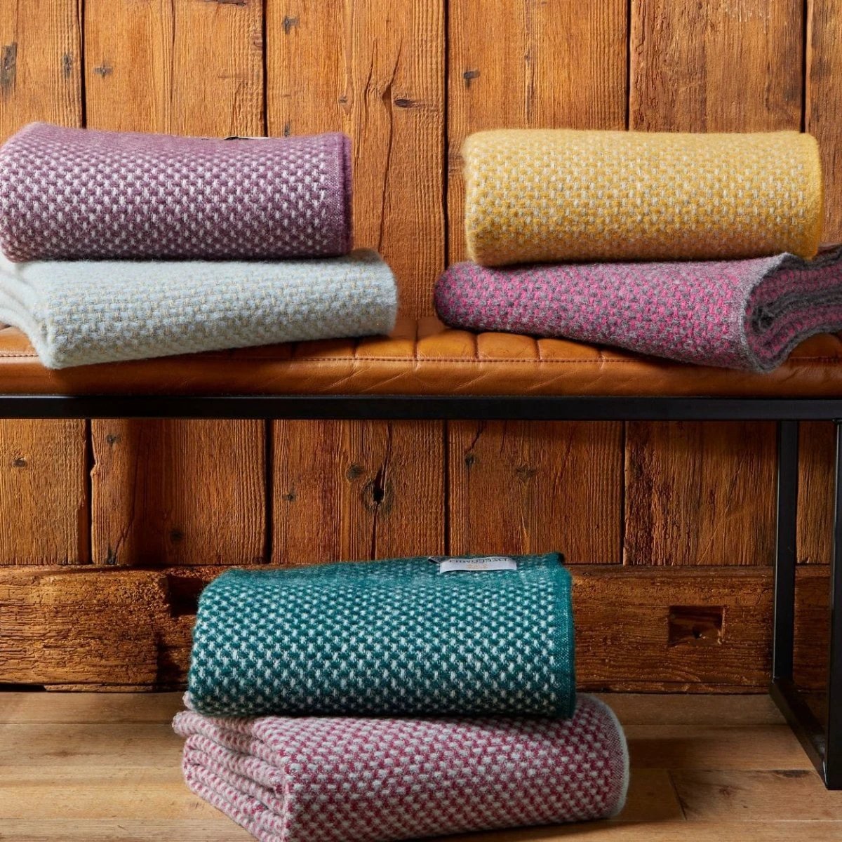 Plaid zonder franje Twill Roze met Grijs - 140x200 - Nieuw Wol - Tweedmill UK by MoodCompanyNL