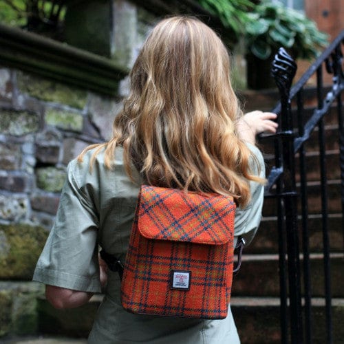 Rugzak Tummel Oranje - Mini - 26x21x12 - Harris Tweed - Glen Appin of Scotland by MoodCompanyNL