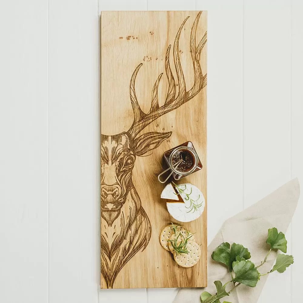MoodCompanyNL - Serveerplank Edelhert Groot - 60x25 - Schots Eikenhout - Scottish Made - 5060718712447