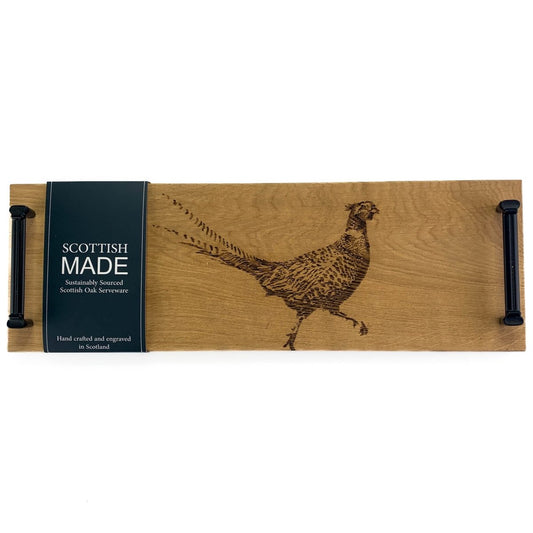 Mood Company - Serveerplank met stalen handvatten Fazant - 45x15 - Schots Eikenhout - Scottish Made - 5060949550146