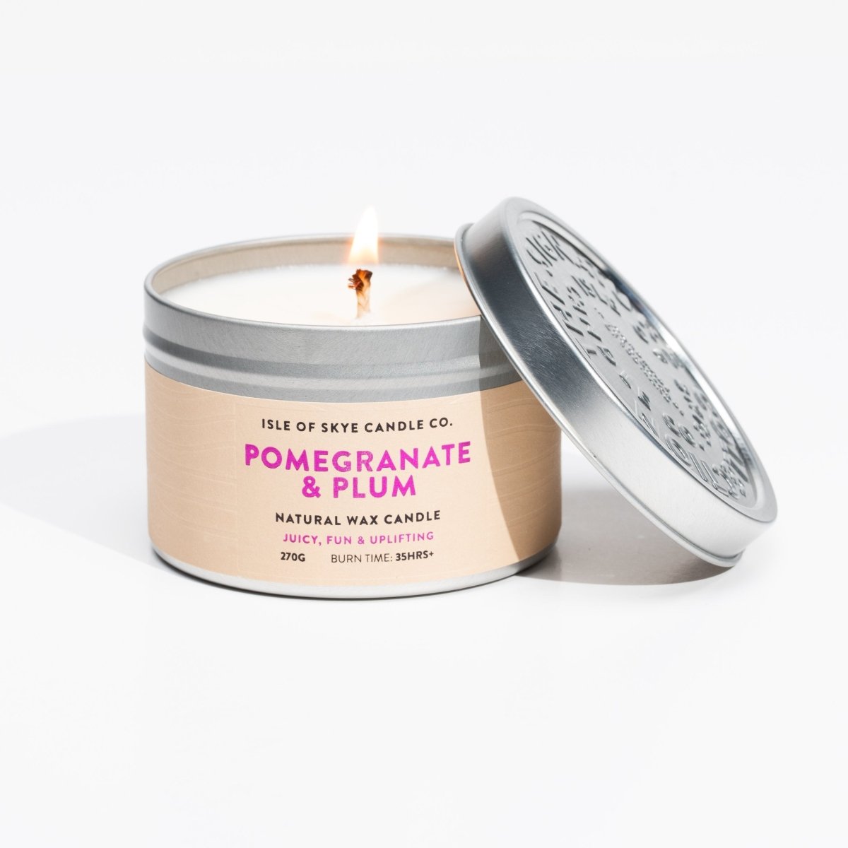 Mood Company - Sojawaskaars Granaatappel en Pruim - Blikje - Handgemaakt - 30 uur - Isle of Skye Candle Company -