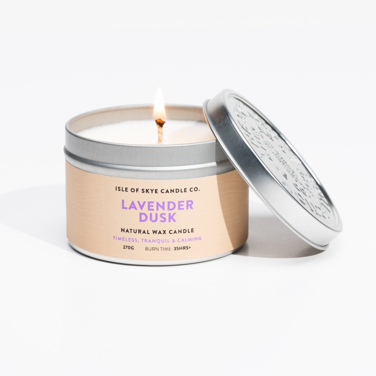 Mood Company - Sojawaskaars Lavender Dusk - Travel Container - Handgemaakt - 30 uur - Isle of Skye Candle Company -