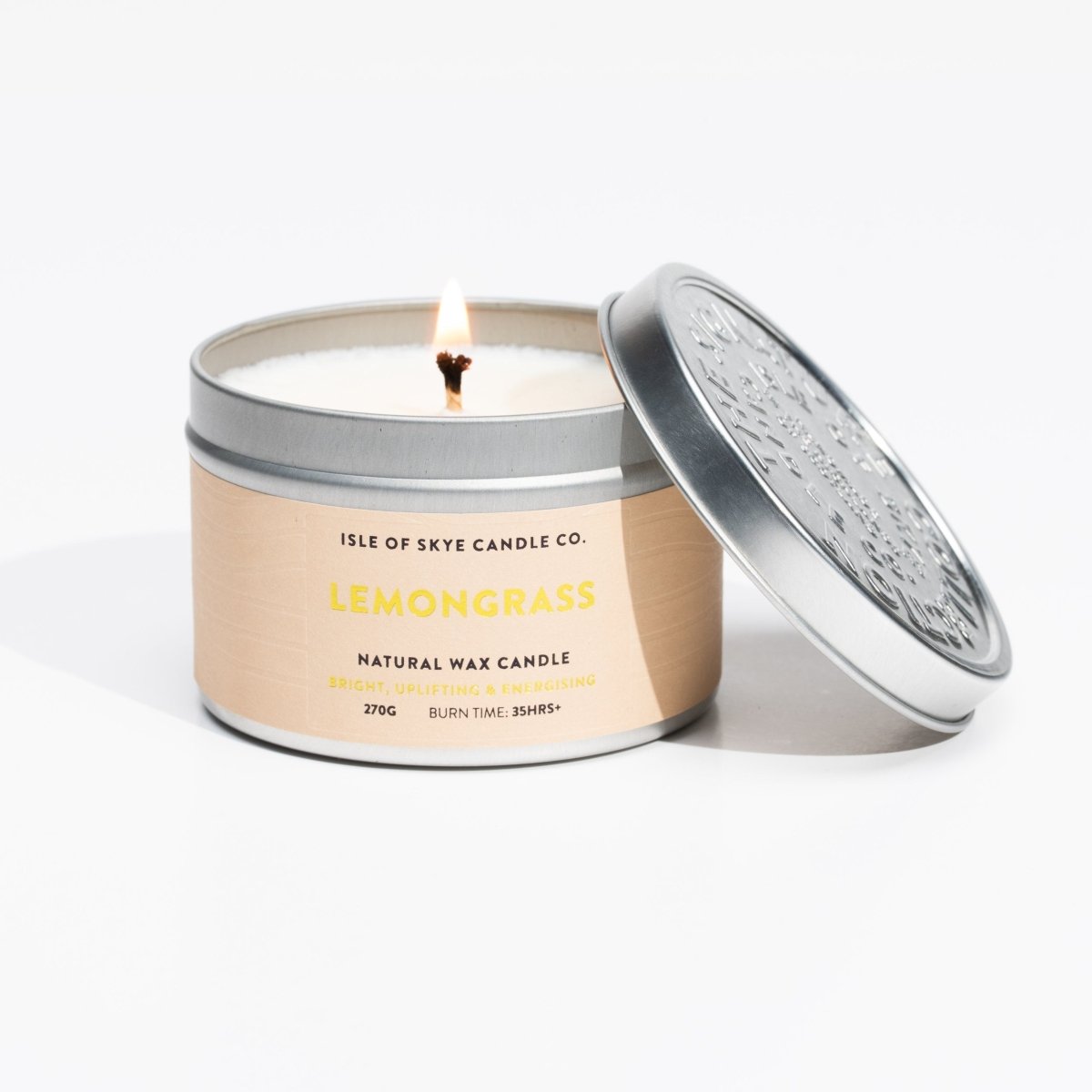 Mood Company - Sojawaskaars Lemongrass - Travel Container - Handgemaakt - 30 uur - Isle of Skye Candle Company -