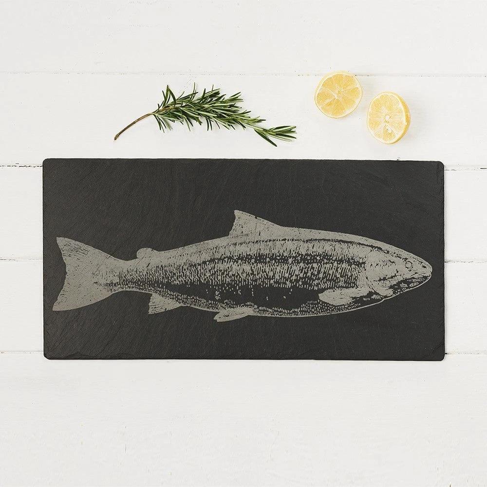 Tafelloper Zalm - Gegraveerd - 50x25 - Leisteen - Just Slate Company Scotland by MoodCompanyNL