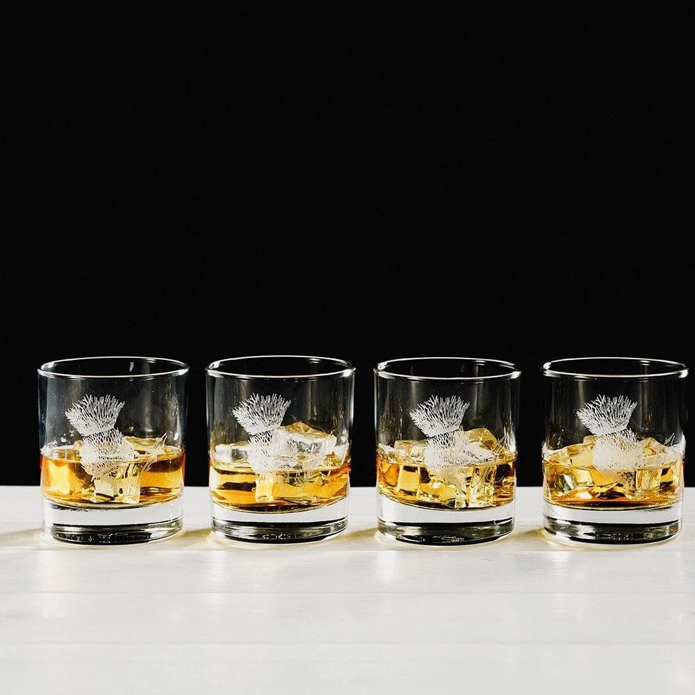 MoodCompanyNL - Whiskyglazen Gegraveerd met Distel 4 stuks - Just Slate Company Scotland - 5060718710535