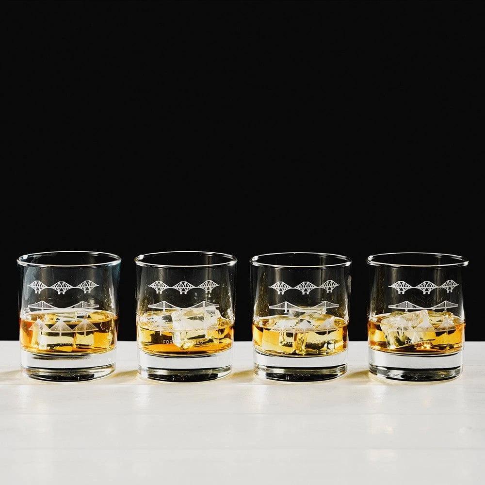 Whiskyglazen Gegraveerd met Fort Bridges 4 stuks - Just Slate Company Scotland by MoodCompanyNL