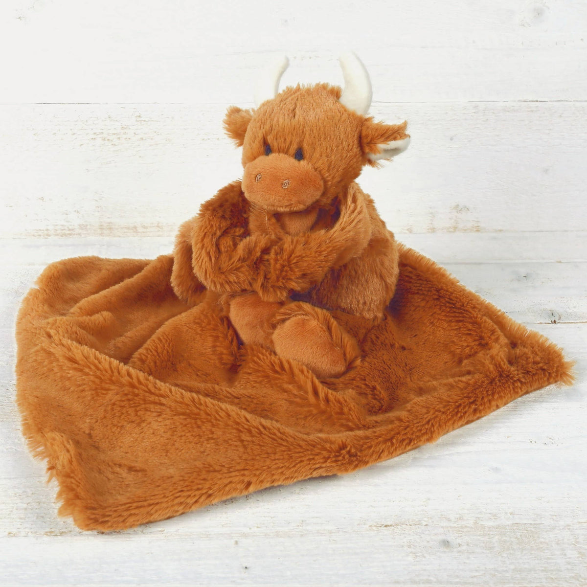 Doudou Vache Highland - 29 x 29 cm - Peluche Bébé - Jomanda