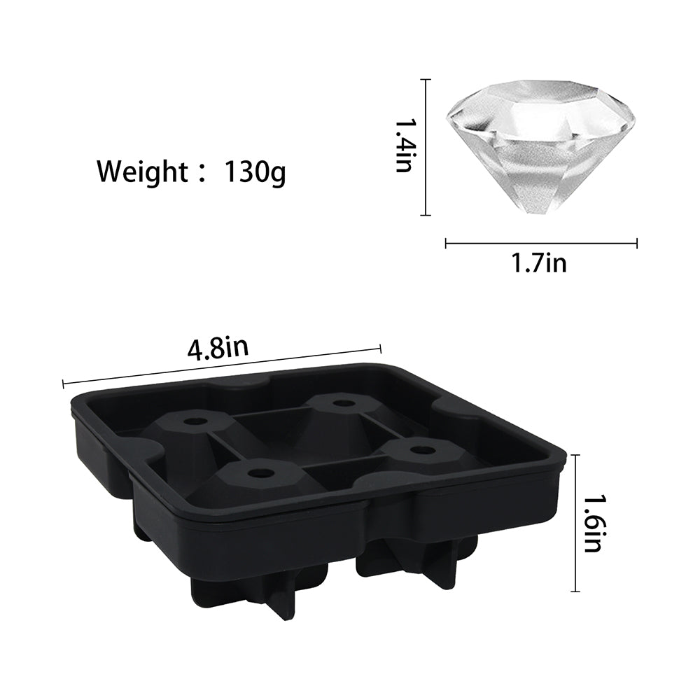 Siliconen Diamant IJsblokjesvorm - 4 Diamant IJsblokjes 4 x 3,5 cm BPA-vrij voor Whisky & Cocktails - Mood4Whisky