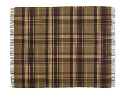Estate Olive/Burgundy Throw - Country Side Collection - Merino Lambswool - 140x185 - Bronte by Moon Scotland