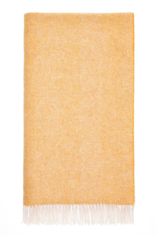 Herringbone Orange Throw - Pure New Wool - 140x185 - Bronte by Moon Scotland