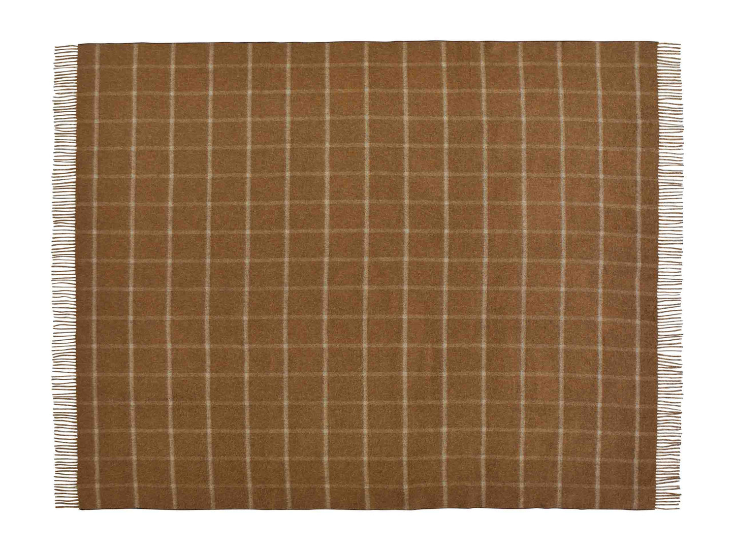 Plaid Visgraat Geblokt Camel/Chocolade - Country Side Collection - Merino Lamswol - 140x185 - Bronte by Moon Scotland