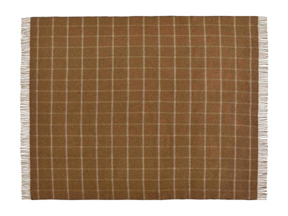 Plaid Visgraat Geblokt Camel/Chocolade - Country Side Collection - Merino Lamswol - 140x185 - Bronte by Moon Scotland