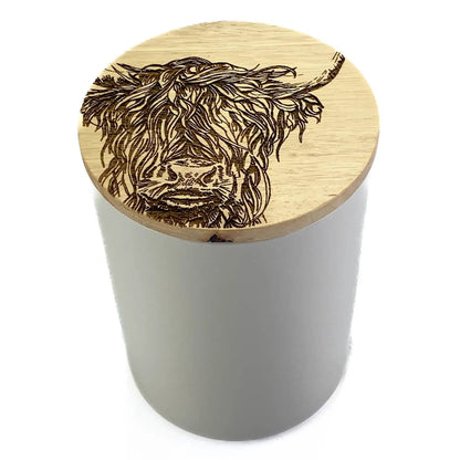 Voorraadpot Highland cow Small - 13x9 - Gegraveerd - Scottish Made by MoodCompanyNL