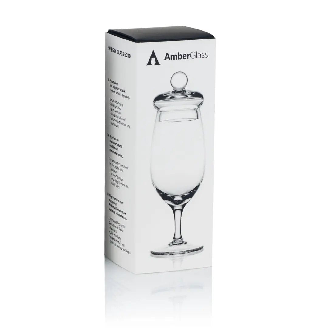 Whiskyglas G200 met deksel – 130 ml – handgemaakt – Amber Glass by Mood Company