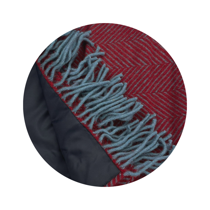 Cobertor de Piquenique Polo Herringbone Vermelho Azul - Lã - Impermeável - 145x183cm - Tweedmill