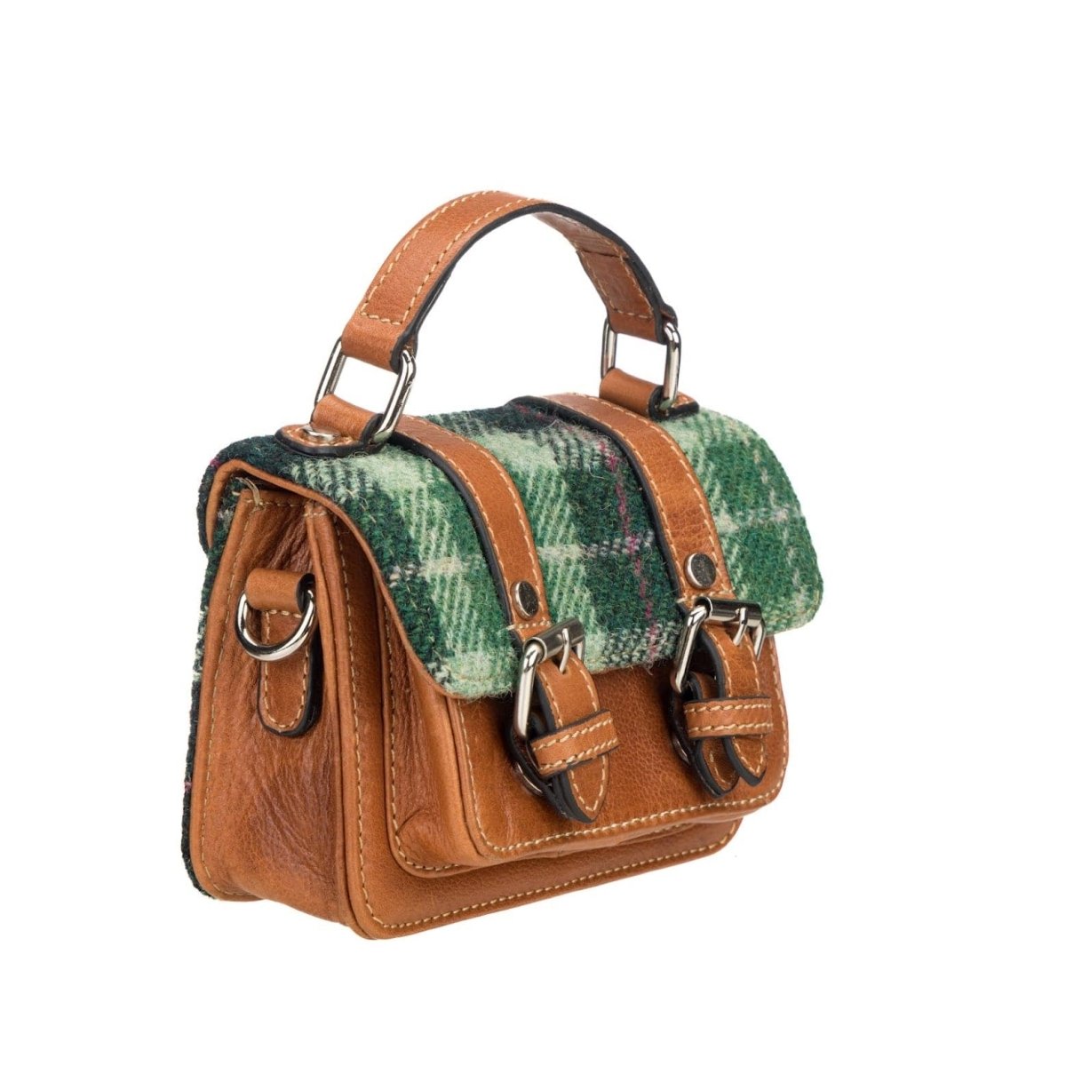 MoodCompanyNL - Baby Satchel Groen Tartan & Leer | Compact & Stijlvol | Das Impex - 5056703022424