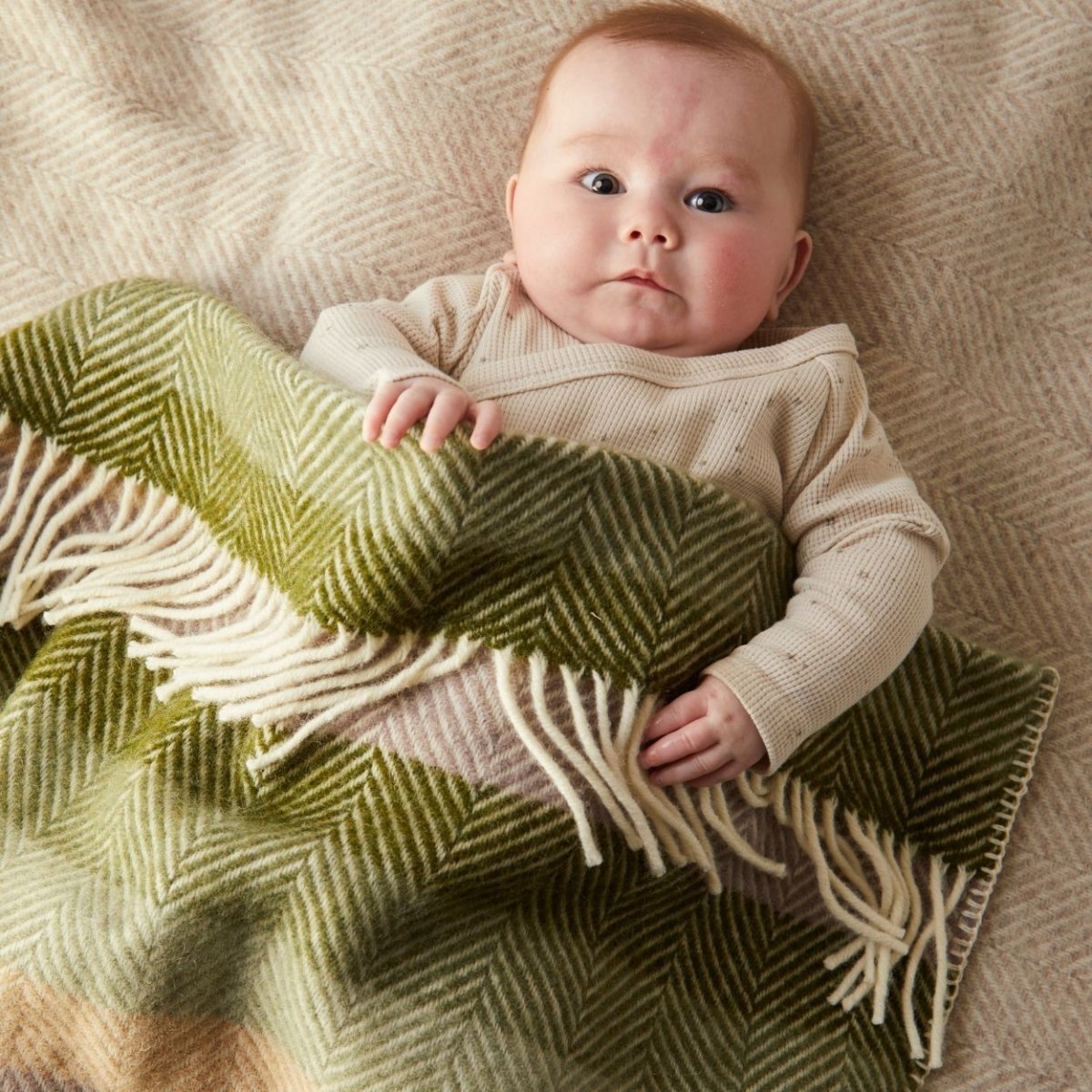 Mood Company - Babydekentje Stripe Botanical – Pure New Wool – 68x73 cm - Tweedmill - 5060958304235