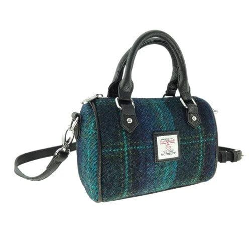 Bowlingtas mini Kilbride Blauw met Turquoise - 17x 20x11 - Harris Tweed - Glen Appin of Scotland by MoodCompanyNL