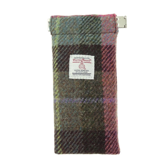 MoodCompanyNL - Brillenetui Gedempt Groen en Paars - Harris Tweed - Metalen Clip - Glen Appin of Scotland - 5061035010964