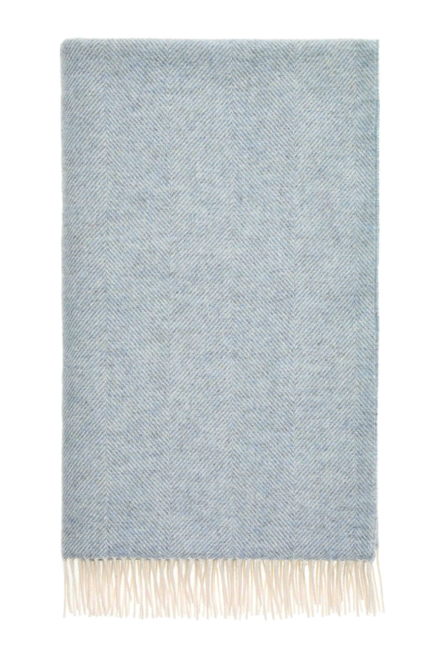 Plaid Chevrons Bleu Pétrole - Laine Vierge Pure - 140x185 - Bronte by Moon Scotland