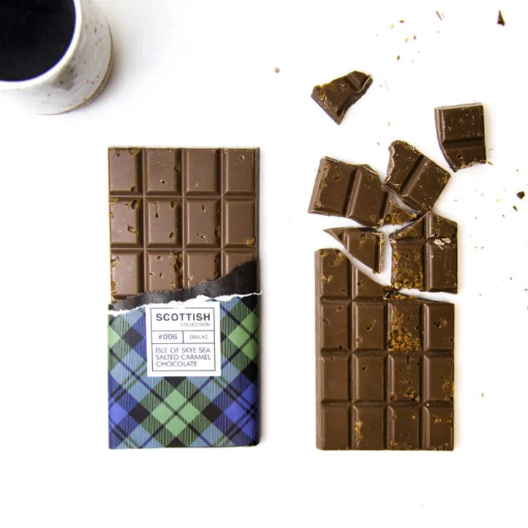 Chocoladereep Melk met Isle of Skye Karamel Zeezout - 100 gram - Handmade in Scotland