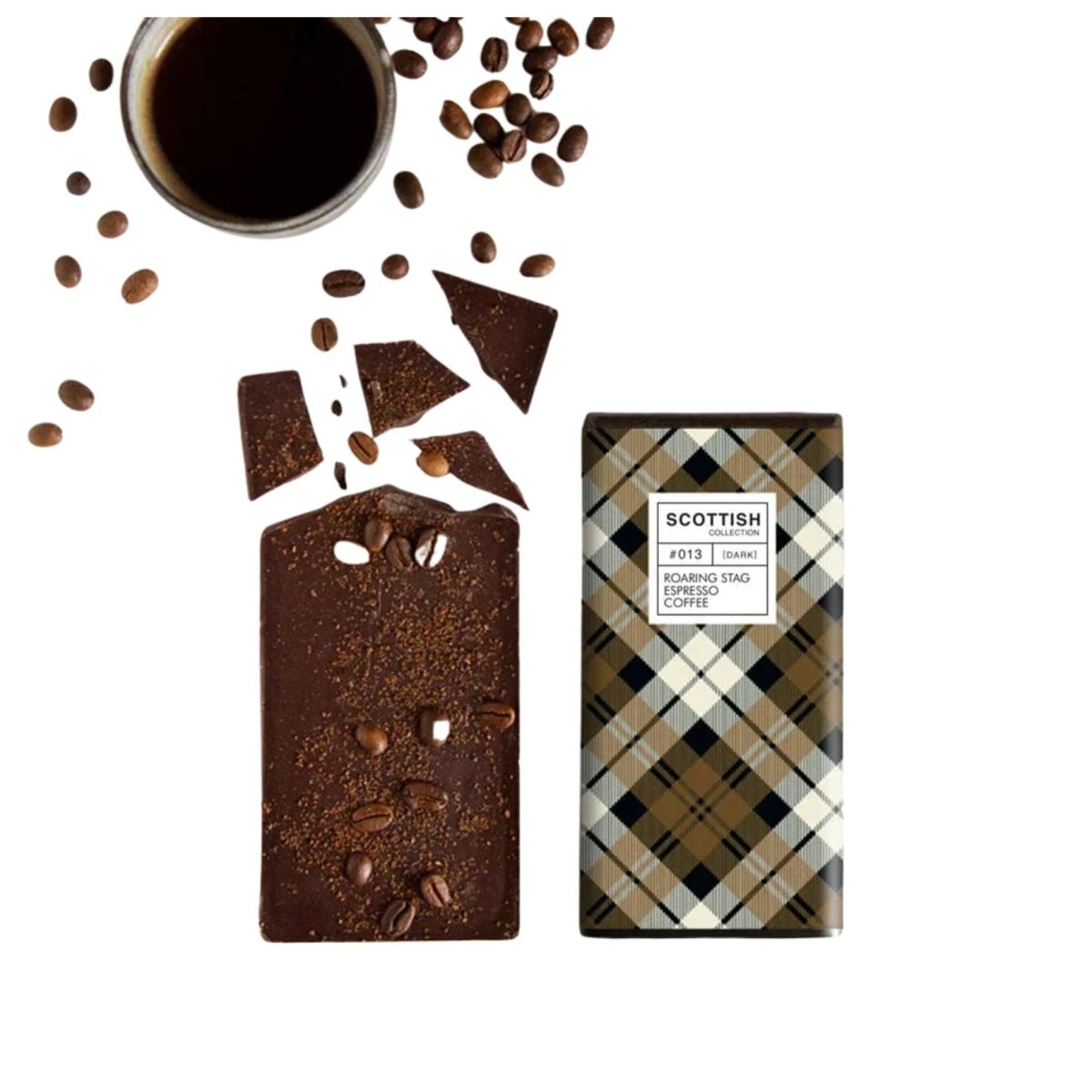 Mood Company - Chocoladereep Puur met Espressokoffie Roaring Stag - 100 gram - Handmade in Scotland - 5060250701541