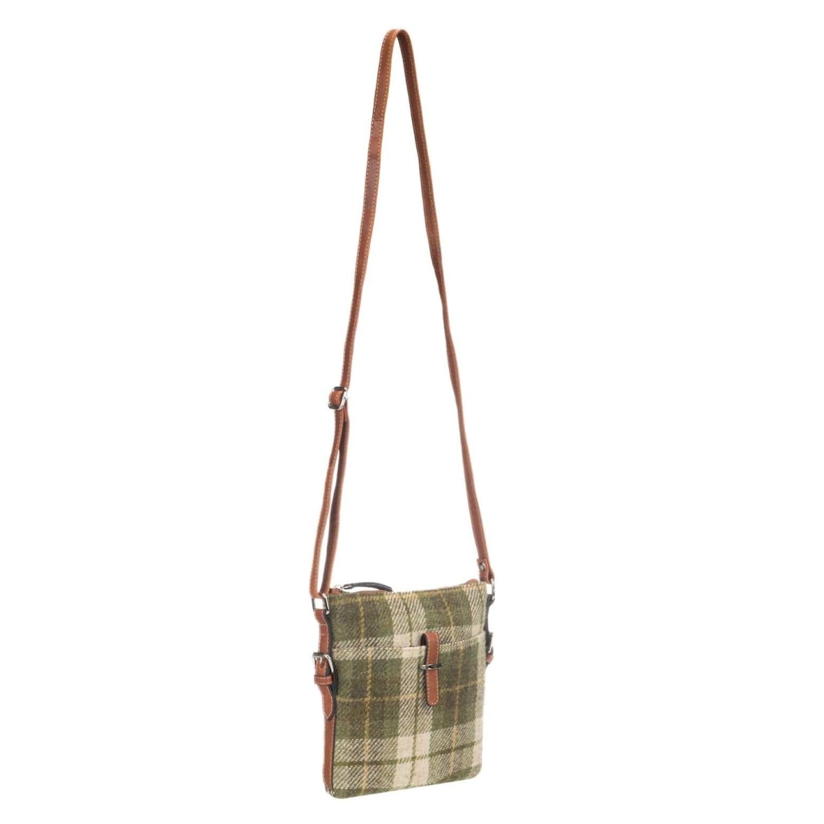 MoodCompanyNL - Crossbody Tas Lichtgroene Tartan & Leer | Das Impex - 5056703024497