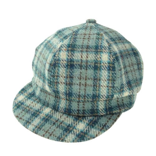 MoodCompanyNL - Dames Cap Grijs Licht blauw en creme (Duck egg and Cream) - one size - Harris Tweed - Glen Appin of Scotland - 5060959022428