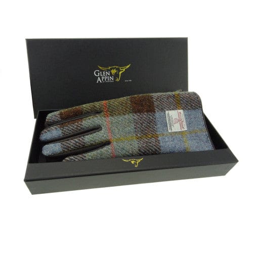 MoodCompanyNL - Dames Handschoenen MacLeod met Bruin Leer - Harris Tweed - Glen Appin of Scotland - 5060631372315