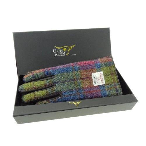 Dames Handschoenen Multi Colour met Bruin Leer - Harris Tweed - Glen Appin of Scotland by MoodCompanyNL