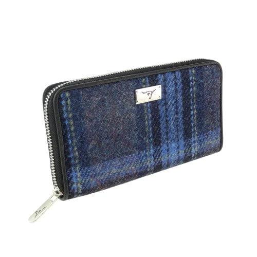 Dames Portemonnee Staffa Stewart Blauw en Paars - Harris Tweed - muntvak met rits - Glen Appin of Scotland by MoodCompanyNL
