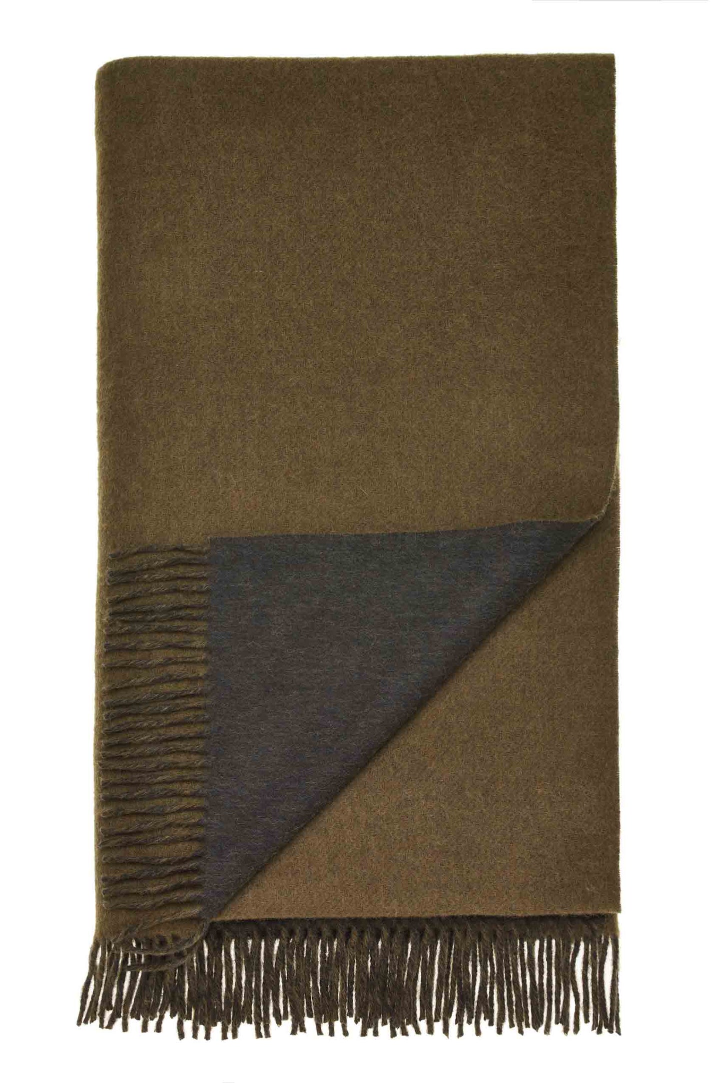 Plaid Double Face Camel/Chocolade - Country Side Collection - Merino Lamswol - 140x185 - Bronte by Moon Scotland