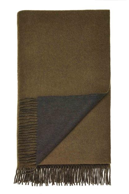 Plaid Double Face Camel/Chocolade - Country Side Collection - Merino Lamswol - 140x185 - Bronte by Moon Scotland