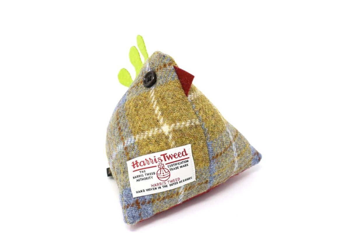 Deurstopper Kip Mustard/Blue - Harris Tweed - Handgemaakt - Studio Sunart by MoodCompanyNL
