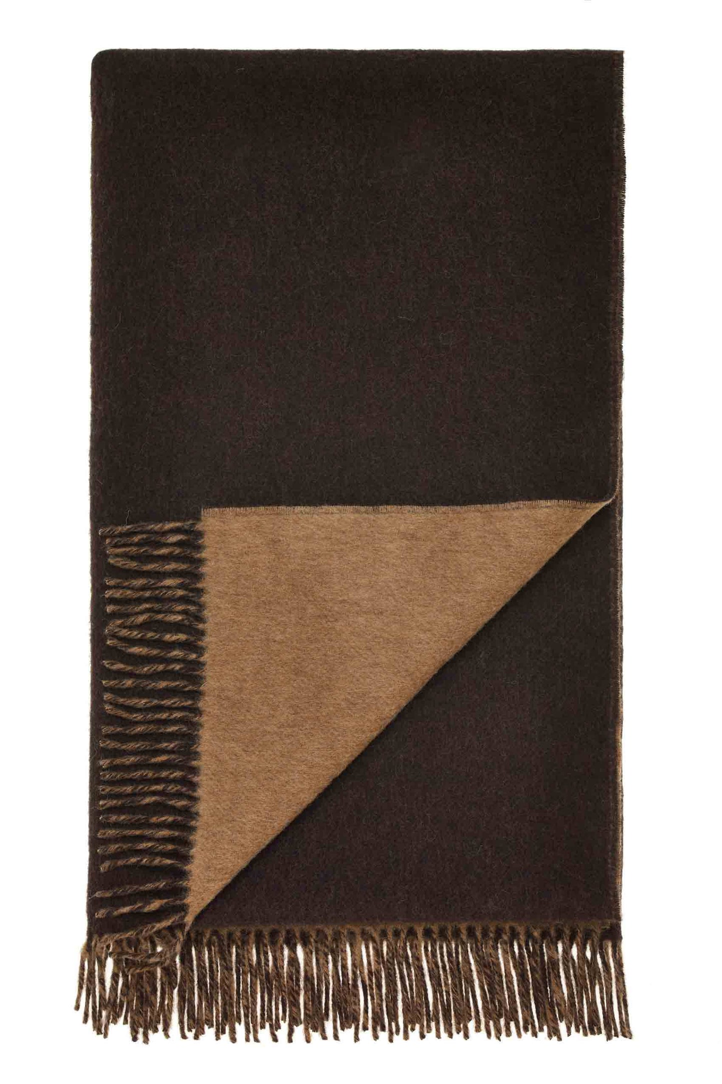 Plaid Double Face Camel/Chocolade - Country Side Collection - Merino Lamswol - 140x185 - Bronte by Moon Scotland
