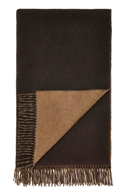 Plaid Double Face Camel/Chocolade - Country Side Collection - Merino Lamswol - 140x185 - Bronte by Moon Scotland