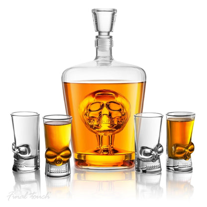 MoodCompanyNL - Exclusieve Whiskykaraf met glaasjes - Handgeblazen Karaf met Schedel - Final Touch - 886245013414